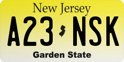 NJ license plate A23NSK