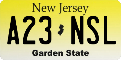 NJ license plate A23NSL