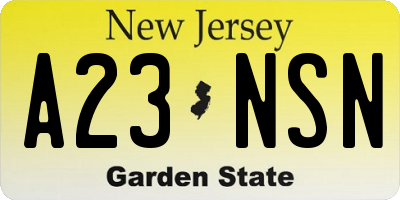 NJ license plate A23NSN