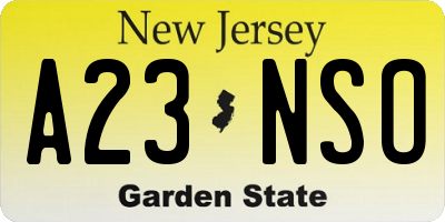 NJ license plate A23NSO