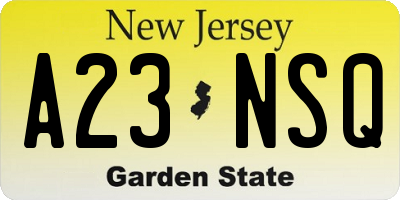 NJ license plate A23NSQ