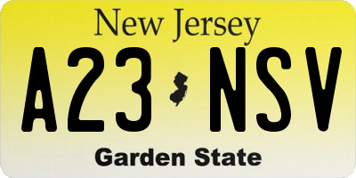NJ license plate A23NSV