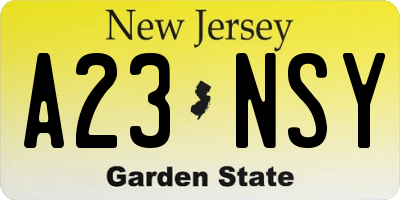 NJ license plate A23NSY