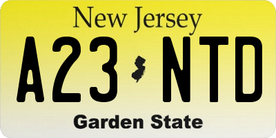 NJ license plate A23NTD