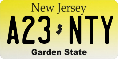 NJ license plate A23NTY