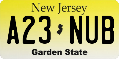 NJ license plate A23NUB