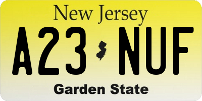 NJ license plate A23NUF