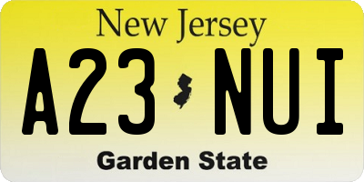 NJ license plate A23NUI