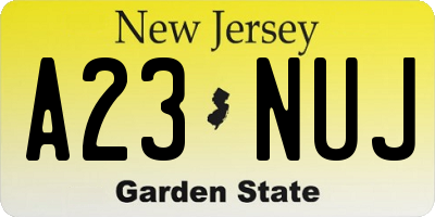 NJ license plate A23NUJ