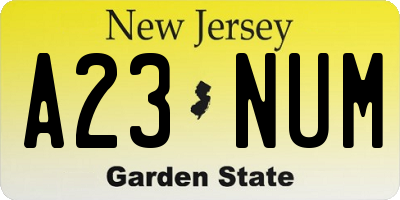 NJ license plate A23NUM