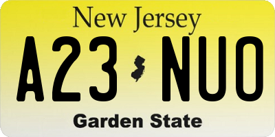 NJ license plate A23NUO
