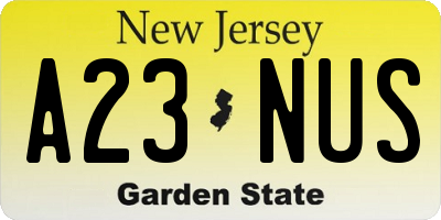 NJ license plate A23NUS