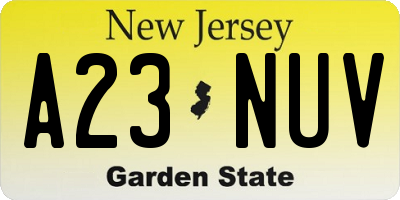 NJ license plate A23NUV