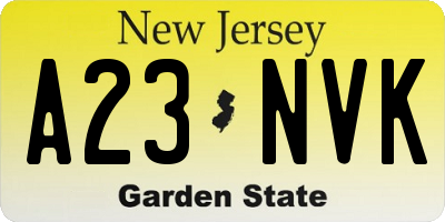 NJ license plate A23NVK