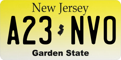 NJ license plate A23NVO
