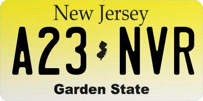 NJ license plate A23NVR