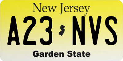 NJ license plate A23NVS