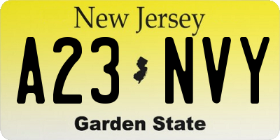 NJ license plate A23NVY
