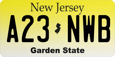 NJ license plate A23NWB