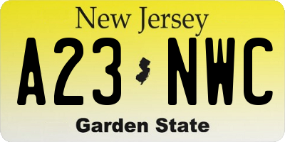 NJ license plate A23NWC