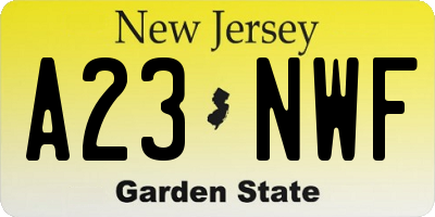 NJ license plate A23NWF