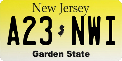 NJ license plate A23NWI
