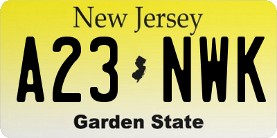 NJ license plate A23NWK