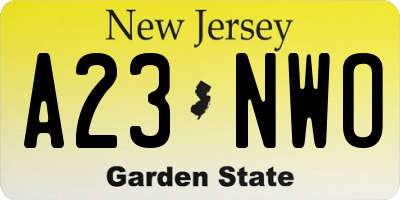 NJ license plate A23NWO