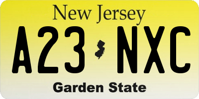 NJ license plate A23NXC