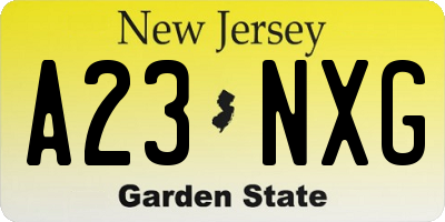 NJ license plate A23NXG