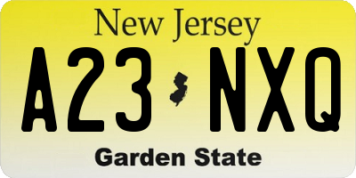 NJ license plate A23NXQ