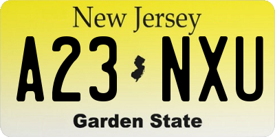 NJ license plate A23NXU