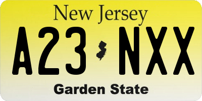 NJ license plate A23NXX