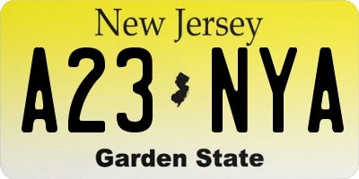 NJ license plate A23NYA
