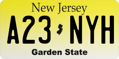 NJ license plate A23NYH