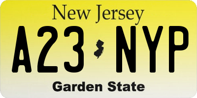 NJ license plate A23NYP