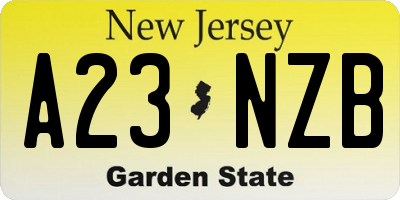 NJ license plate A23NZB