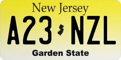 NJ license plate A23NZL
