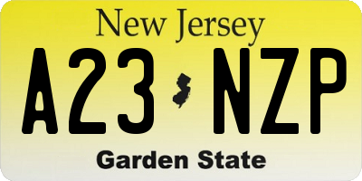 NJ license plate A23NZP