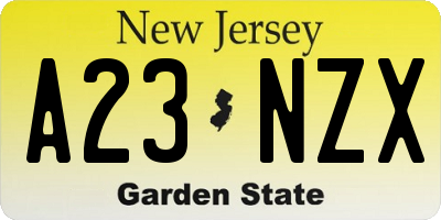 NJ license plate A23NZX