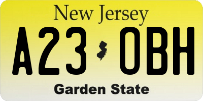 NJ license plate A23OBH