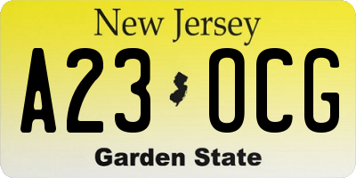 NJ license plate A23OCG