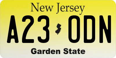 NJ license plate A23ODN