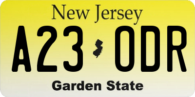 NJ license plate A23ODR