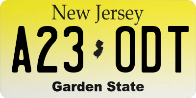 NJ license plate A23ODT
