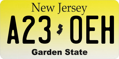NJ license plate A23OEH