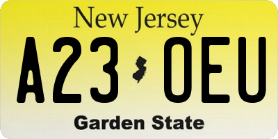 NJ license plate A23OEU