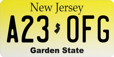 NJ license plate A23OFG