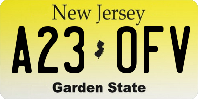 NJ license plate A23OFV