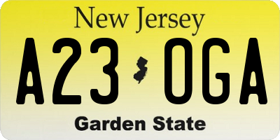 NJ license plate A23OGA